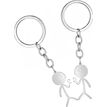 Llavero Con Colgante De Corazón De Dedo De Acero Inoxidable, Llavero De Garabato De Relaciones A Larga Distancia, Regalo De Recuerdo Para Hombres Y Mujeres, Plateado
