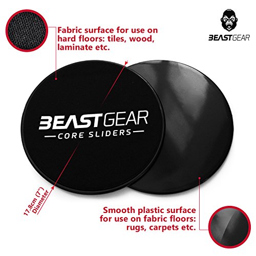 Gleitscheiben von BeastGear – Doppelseitig für Teppich & Holzböden – Gliding Disc Trainiert Bauchmuskeln, Steigert Kraft & Ausdauer, Muskelaufbau Zuhause – Kompakt & Leicht zu Transportieren, 2er Set - 2