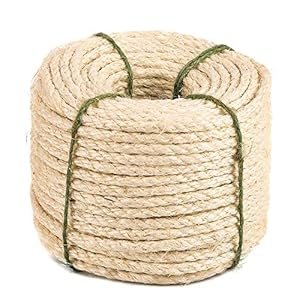 Yangbaga Cuerda de sisal Natural 8 mm Repuesto Cuerda Antiguo Accesorio Ideal para sustituir Postes de el árbol de Gato, Incluye Pelotas Juguetes (Sisal)