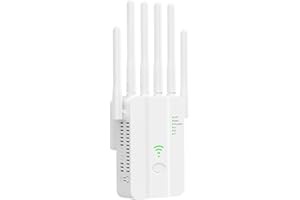 YUFOTE Ripetitore WiFi Potente, wifi extender, Amplificatore WiFi con 6 Antenne, 2 Porte LAN, Modalità (Ripetitore/Router/AP), Copertura fino a 300 m², per Casa e Ufficio, Installazione Semplice