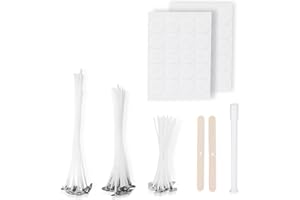 Ovaletta 40 Stück Kerzendocht (6 cm, 10 cm, 15 cm), mit 40 Stück Kerzendocht Aufkleber, Dochte für Kerzen, Kerzendochte für Kerzen, Kerzendocht für Kerzen Selber Machen