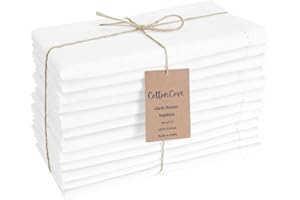 CottonCove Hemstitch Cloth Dinner Napkins Cotton Set of 12 - Soft Durable Washable - Ideal for Farmhouse Parties Wedding Christmas Easter - Perfect Everyday Use Table Cloth Napkins 46x46 cm White