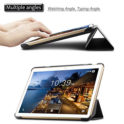 Xido Z90 / ACEPAD A96 10 Zoll (9.6″) Hülle Case- Infiland Ultra Dünn Tri-Fold Muschel PU Leder Schlank Superleicht Ständer Shell Cover Schutzhülle Etui Tasche für 9.6″ Android Tablet-PC Inklusive XIDO Z90 10 Zoll (9.6″) Tablet Pc, ACEPAD A96 10 Zoll (9.6″) Tablet PC, Artizlee 10 Zoll (9.6″) Tablet PC ATL-26(Überprüfen Sie bitte die Details der kompatibelen Tablet-Modell-Liste in Produktbeschreibung)(Schwarz) - 4