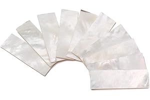 Ogdni Materiale intarsio per chitarra, 10 pezzi, forma rettangolare, piatta, in madreperla, bianco, materiale vuoto per chitarra, banjo, mandolino (GF122)