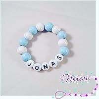 Babyarmband - mit NAMEN - Armband - GEBURTSARMBAND - Fotoshooting - babyblau / weiß