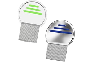 T NEWFUN Lice Comb-Professional Stainless Steel Comb- Quick Results for Head Lice Treatment - Suitable for All Hair Types,| Dandruff Comb | Psoriasis Comb-Lice Brush（2 pack）