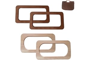Dtoterul Poignées de Sac à Main en Bois 4 Pièces Rectangle Poignées de Sac en Bois Poignées de Sac à Main Rectangulaires en Bois Poignée en Bois Anses de Sac en Bois pour Bricolage à la Main