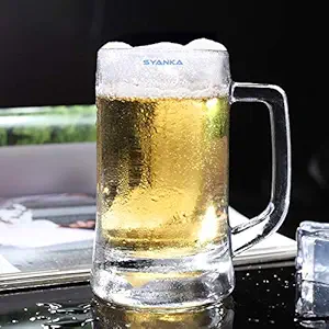 SYANKA Opera Beer Mugs Set of 2, 400 ML, Crystal Clear, Beer Glass, Perfect for Gift