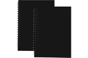 KYSUN 2Pcs Carnet de Dessin A4, 150GSM / 140 pages Cahier de Croquis Ordinaire, Couverture Kraft Bloc-Notes à Spirale de Papier de Reliure Spirale, Livre de Pages Vierges pour le Dessin Croquis, Noir