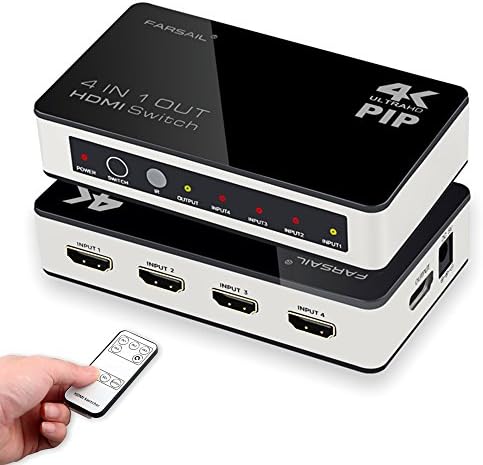 HDMI Switch, FARSAIL 4K HDMI Selector Switch HDMI Switcher with Remote Support PIP for SKY PS3 PS4 Xbox STB Chromecast Blue-ray DVD Roku TV