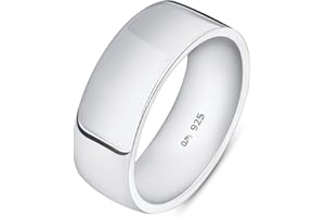 Amberta Alliance pour Homme en Argent Sterling 925 | Bague Homme Argent Massif Poli Pouce Largeur 5 6 8 mm Bague de Mariage Simple