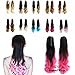 FESHFEN 22" 170g Hair Piece Pony Tail Ponytail Hair Extensions Hairpiece Long Straight/Voluminous Curled Wavy Clip In/On Claw Ponytail Two Tone Black to Pink
