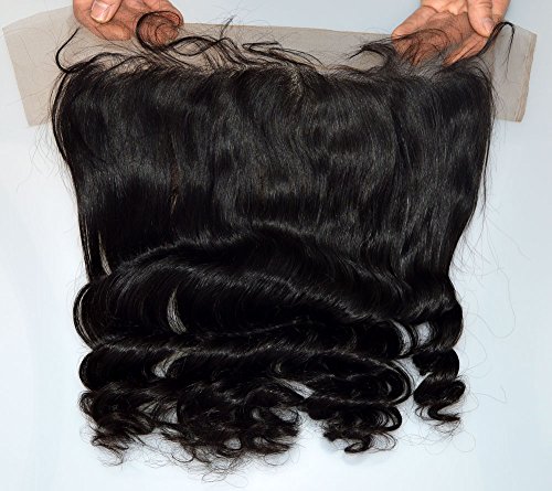 Length 8" 10" 12" 14" 16"18"20" 100% Brazilian Human Hair Lace Frontal Closure Ear to Ear Natural Black Loose Wavy(Lace 13"X2" 8")