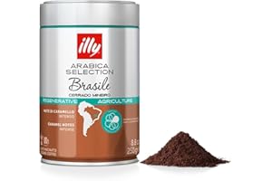 illy, Caffè Macinato per Espresso Arabica Selection Brasile Cerrado Mineiro, 100% Arabica con Note di Caramello e Frutta Secca, Gusto Intenso, Confezione da 250g