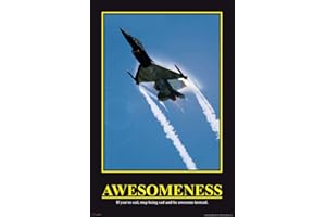EMPIREPOSTER Motywacyjny - Awesomeness - plakat myśliwca odrzutowego - plakat maxi rozmiar aplikacji. 61 x 91,5 cm, wielokolorowy, bez ramki