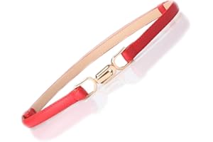 YIWEIYA Womens Faux Leather Skinny Belt Skinny PU Leather Adjustable Slim Thin Waistband Belts with Metal Buckle for Ladies Jean Dress Slim Belt