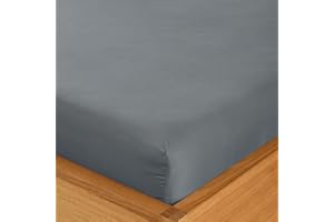 Double Fitted Sheet - 135 x 190cm with 30cm Deep Pocket, Soft Brushed Microfibre, Wrinkle-Free, Easy Care, Fade & Shrink Resistant by MAGNA COLLECTION (Grey, Double)