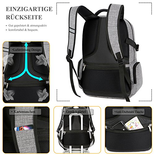 Laptop Rucksack mit USB Anschluss  SOCKO 17 3 Zoll Wasserdicht Rucksack Schulrucksack Business Backpack Reisen Campus Rucksack Outdoor Daypack f  r Sp