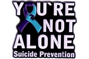 EACTEL Blue and Purple Ribbon Enamel Pin You're Not Alone Suicide Prevention English Letter Brooch Pin Badge Mental Health Awareness Ribbon Lapel Pin Event Favours Theme Party Souvenirs Hope Pins