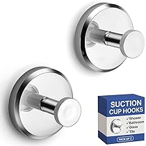 Ganci A Ventosa Per Doccia In Acciaio Inox, Confezione Da 2, Adesivi Rimovibili Per Asciugamani, Bagno, Cucina, Vetro, Piastrelle, Nero