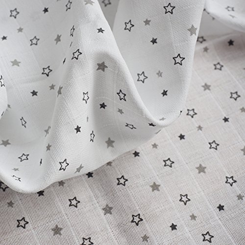 3 Stück – Mullwindeln / Spucktücher / Stoffwindeln, 70 x 70 cm – bedruckt – Sterne Grau, doppelt gewebt mit verstärkter Umrandung, maschinenwaschbar bis 60° C, Öko-Tex Standard 100 - 2