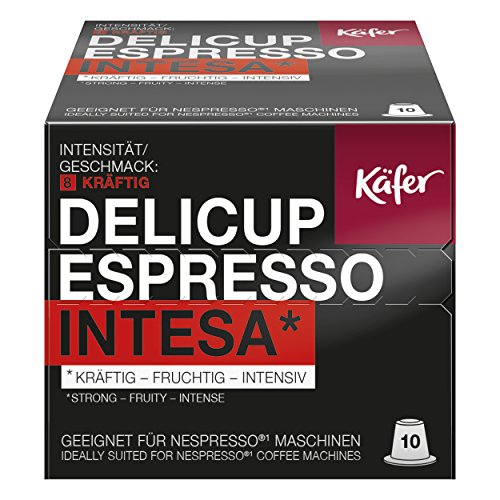 spécification Coccinelle Deli Cup, Capsule, Capsule Café Intesa Expresso kräftig-Fruité, convient pour machines Nespresso, 10 Capsules de 5.2 g