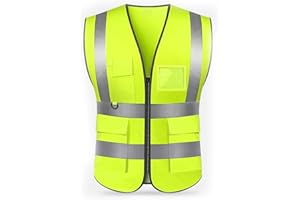 GOIEHIR 2XL Gilet Réfléchissant, Gilet de Sécurité, Gilets Haute Visibilité en Tissu, Gilets de Vélo avec Bandes Réfléchissantes, Fermeture éclair