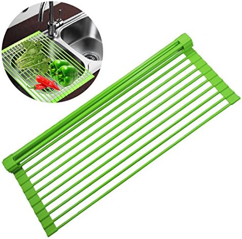 Draining Rack Foldable Dish Drying Rack, XULI Multipurpose Dish Drainer Over the Sink 52 x 33.3 cm (Green)