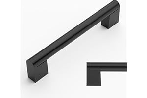 Amerdeco 10 Pièces de Meuble Cuisine Acier Inoxydable Noir Entraxe 128mm pour Porte d'armoire Poignées de Porte de Cuisine UK0038