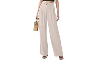 Yutdeng Pantalones Mujer Anchos Verano Pantalon Oficina Cintura Alta Pierna Recta Pantalones Negocios Casual Palazzo Pantalones Mujer Vestir Elegante Pantalón Trabajo Largos Elástico Pants Drapeado