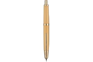 WIKULT Jinhao 10 - Penna Stilografica a Pressione con Scatola, Pennino Retrattile Medio in Oro Opaco Spazzolato con Set Convertitore di Inchiostro (Clip Dorata)
