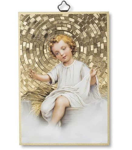 Tableau Sacré Saint Charbel Sur Bois MDF Avec Mosaïque Dorée - Prière Au Dos - Fabriqué En Italie 10x15cm