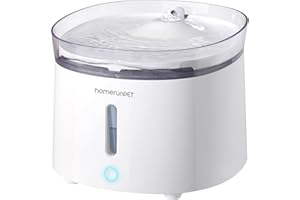 Homerunpet Fontaine a Eau Chat avec Pompe a Eau sans Fil, 2L Fontaine Chat, Ultra Silencieuse, Sûre, Facile a Nettoyer avec LED Intelligente, Filtre a Charbon Actif, 2 Modes pour Chats Chiens