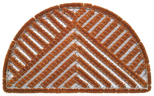Faba Home Kokos Drahtgitter Fußmatte, sehr robust, wetterfest, Drahtgittermatte für groben Schmutz, Drahtmatte halbrund, 75 x 45 cm