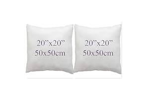ARLINENS Pack of 2 Duck Feather & Down Cushion Pad Inner Insert -100% Natural Cotton Anti Dust Mite and Down Proof Cushion Pads Cover/Non Allergenic (20x20)