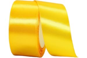 HONGCI 22m Nastro Giallo 40mm,Nastro Raso Nastrino Bordeaux Nastri Regalo Nastro Satin,Fiocco Nastro per Pacchi Regalo,Artigianato,Bomboniere,Bouquet,Natale,Feste di Compleanno Matrimoni Decorazioni