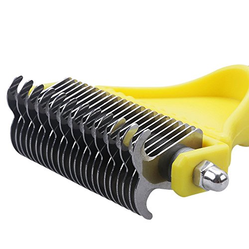 Pet-Dematting-Comb-with-Double-Sided-Dematting-Rake-By-Vaxuia-Remove-Loose-UndercoatMatted-Tangles-and-KnotsGreat-Pet-Dog-Cat-Grooming-Tool-for-Brushing-and-Deshedding