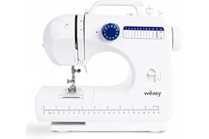 Wëasy Machine à Coudre Electronique 12 points SW45, Couture pour Débutant et Amateur, Portable, Multifonctions, Ajustable 2 vitesses, Manuelle ou à Pédale, Eclairage LED