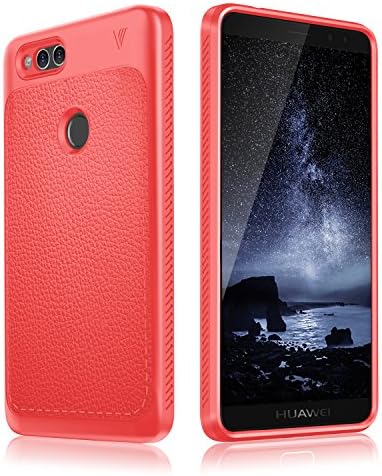 Huawei Honor 7X Case,Weideworld Flexible Shock-Resistant Anti-Scratch TPU ultra thin Armor Textured Grip Thin Bumper Case Back Cover For Huawei Honor 7X Black Red