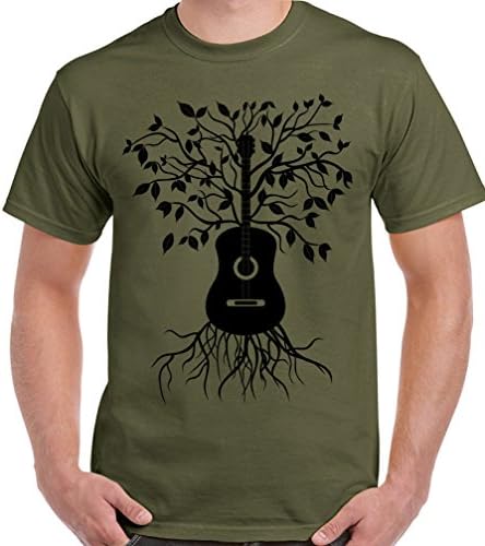 Acoustic Guitar Tree - Mens T-Shirt Electric Bass Amp Strings (SMALL)