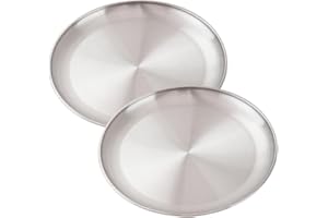 SANDYSEPTEMBER For Camping Essentials - Set di due piatti rotondi in acciaio inox, perfetti per i pasti (17 x 1,4 cm)