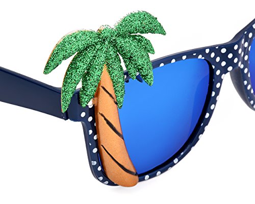 DSstyles 2 Stück Hawaiianische Tropische Neuheit Sonnenbrille Flamingo Papagei Baum Party Brille für Verrücktes Kleid - 5
