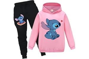 OAIXIUR Girls Outfit Blue Cat Printing Hoodie & Joggers Boys Sportswear Clothing Sets