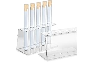 Tuuters Acryl Reagenzglasständer mit Reagenzglas, Reagenzglashalter, Gewürzregal, mit Korken (5-Loch Ø16mm +Glas)