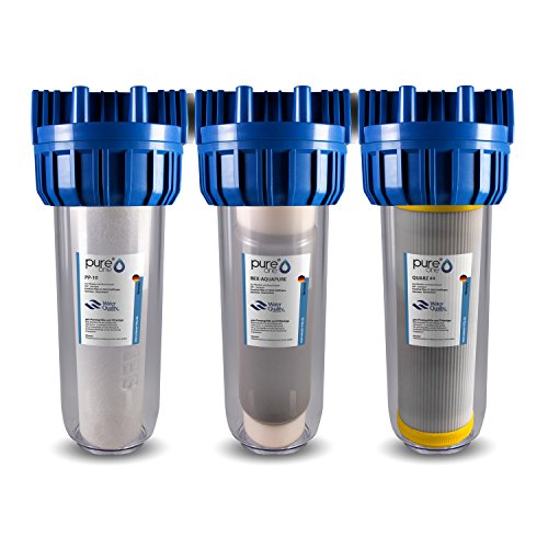 PureOne SediIronActive. 3-Stufige Filteranlage 10 Zoll. Filtrierung v. Sediment, Schadstoffe und Enteisenung. Filtergehäuse mit Sediment, Aktivkohle und Quarzfilter. Für Hauswasser, Zisterne 1 Zoll