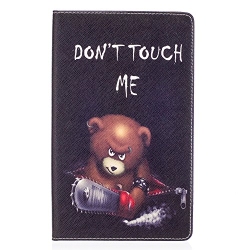 Für Fire HD 8 Hülle,SKYXD Leder Klappbar PU Folio Klappbar Schutzhülle [Auto Schlaf/Wach Funktion] Standfunktion Magnet Klapphülle Zubehör Handy Tasche für Amazon Fire HD 8 (6. Generation – 2016 Modell) Case Bookstyle Flip Leather Cover – Bär Don’t Touch - 2