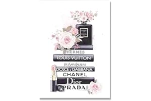 Bullidea Fleur Bouteille de Parfum Mode Livre Toile Peinture Maquillage Affiche et Impression Mur Art Photo Moderne Fille Chambre décor à la Maison Pas de Cadre 40x50 cm