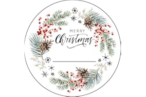 ‎CLEVER-KAUF-24 Clever-Kauf-24 48x hochwertige Etiketten "Merry Christmas" rund hohe Klebekraft 4cm Aufkleber zum selber beschriften