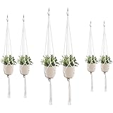 Koytoy 6 Stück Makramee Blumenampel,Baumwollseil Hängeampel Blumentopf Robust Makramee Pflanzenhalter Blumenampel für Innen A