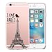 Produktbild Original Lanboo® Motiv Muster Druck TPU Silikon Case Cover Hülle Handytasche Schale Schutzhülle Tasche für Apple iPhone SE - Design 11 - i Love Paris Herz Liebe Eifelturm Frankreich Schwarz
